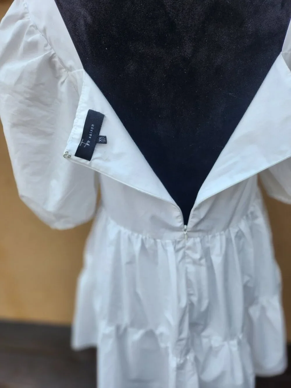 En Saison White Puff Sleeve Tiered Poplin Dress XS NWOT - Picture 4 of 12